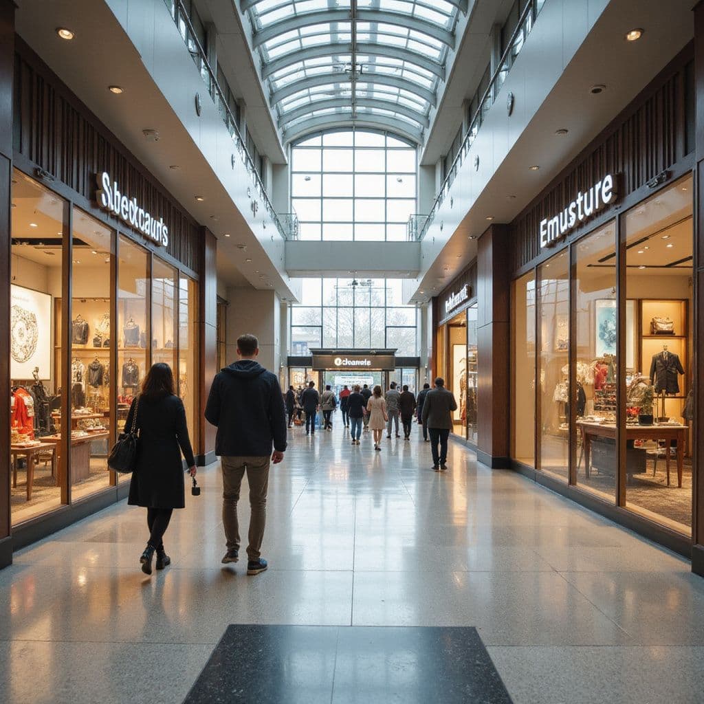 Travellers browsing concourse shops